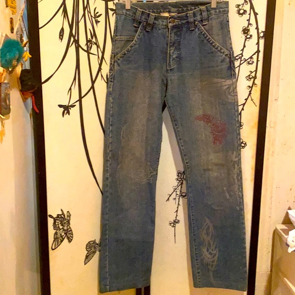 A/X Armani Exchange Other - Armani Exchange Vintage Light Washed Painted Denim Jeans Men’s LooseFit straight